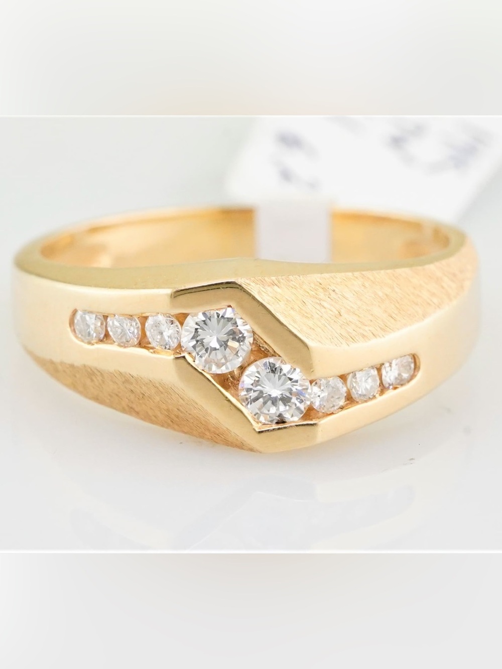 Solid 14k yellow gold men’s natural diamond band